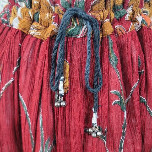 Vtg Floral Skirt Drawstring Waist Small Medium Large XL Floral Romantic Hippie - Picture 4 of 9